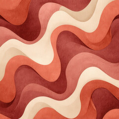 Poster - Abstract Desert Mirage Seamless Pattern with Wavy Shapes in Warm Earthy Tones for Creative Design Projects