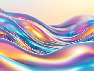 Poster - Abstract Waves of Colorful Light and Fluid Shiny Surface Creating a Dreamy Atmosphere for Background Designs
