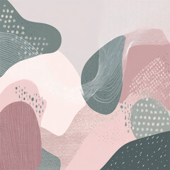 Poster - Seamless Abstract Pattern of Organic Forms and Lines in Soft Pastel Colors