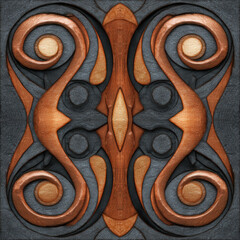 Poster - Abstract Paisley Swirl Pattern in Earthy Tones with Henna-Inspired Designs for Seamless Backgrounds