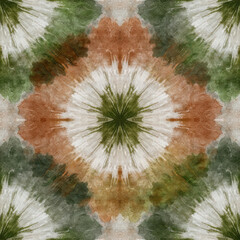 Poster - Earthy Tie-Dye Burst Seamless Abstract Pattern in Rich Natural Tones and Textures for Creative Designs