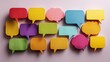 © Sun - Colorful speech bubbles on pastel background, symbolizing abstract communication and creative expression