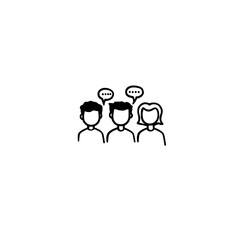 Aufkleber - vector icon of three people with speech bubbles representing group chat or team communication