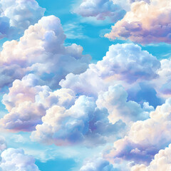 Poster - Soft and Fluffy Cumulus Clouds Pattern in a Seamless Design for Background and Textures