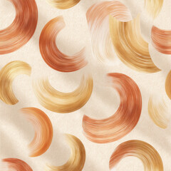Poster - Elegant Seamless Pattern of Freestyle Henna Strokes and Curves in Warm Earthy Tones on Light Background