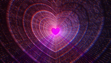 Poster - Heart tunnel with particles. Computer generated 3d render