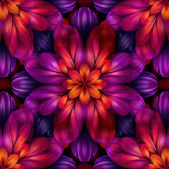 Poster - Vibrant Gradient Kanok Motifs in Glowing Seamless Pattern for Modern Design Aesthetics