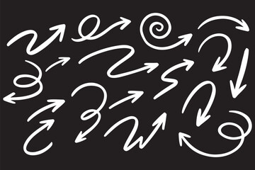 Poster - Hand drawn vector arrows doodle set on white background. design element vector illustration.