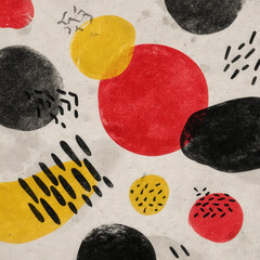 Poster - Hand-Drawn Memphis Inspired Pattern with Colorful Elements on a Light Background for Unique Design Projects