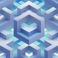 Poster - Seamless Isometric Design Featuring 3D Cubes and Blocks in a Unique Geometric Pattern