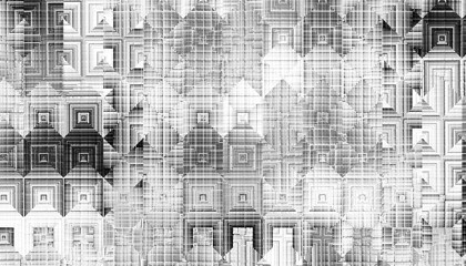 Aufkleber - Modern abstract transparent background texture with layers of black and gray transparent material in triangle diamond and squares shapes in