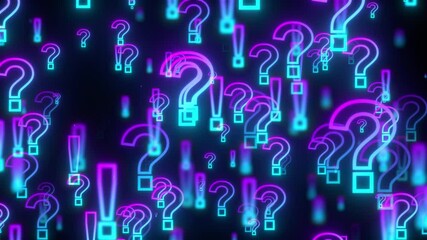 Poster - Glowing exclamation and question marks. Computer generated 3d render
