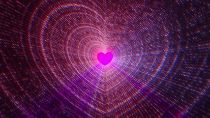 Poster - Heart tunnel with particles. Computer generated 3d render