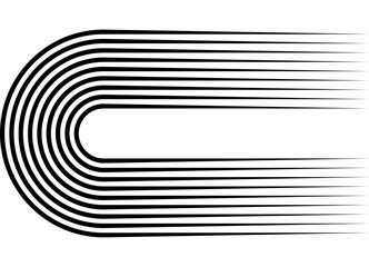Poster - Vector pattern of black parallel lines on a white background in retro style. Decorative design element for advertising, packaging, sportswear. Sports vector background. Competition. Running track, 