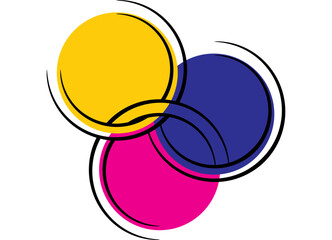 Poster - Colored Abstract Circles. Vector pattern of thin black lines on a white background. Design element for advertising, packaging, printing. Symmetrical Sharp vector background with place for text. Olympi