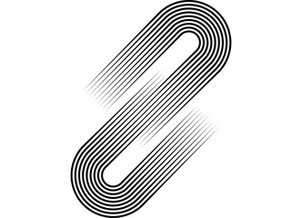Poster - Zigzag. Curved stripe. Vector pattern of black parallel lines on a white background in retro style. Design element for advertising, packaging, sportswear. Sports vector background. Competition.