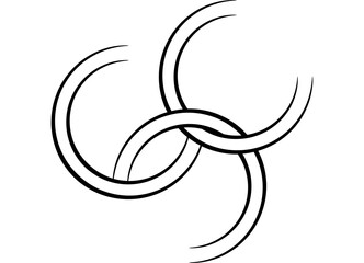 Poster - Three Abstract Rings. Vector pattern of thin black lines on a white background. Design element for advertising, packaging, printing. Symmetrical Sharp vector background with place for text. Olympics