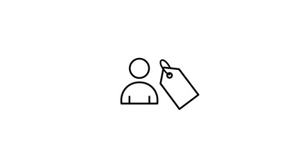 Poster - Minimalist icon of person with price tag label