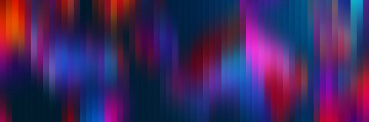 Fototapete - Dark gradient prism glow background with abstract glassy stripes, neon blur effect in red pink purple blue hues, modern fluid light texture for digital wallpaper, tech web design, poster