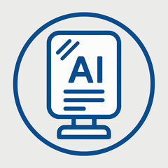 Poster - Line Drawing Digital Advertising Billboard Circle Icon with AI Text