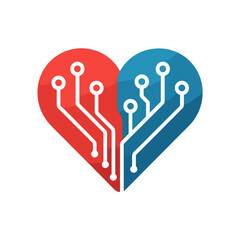 Poster - Modern Gradient Heart Circuit Board Connection Technology Healthcare Illustration