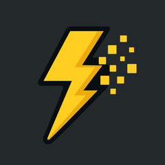 Poster - Modern Pixelated Lightning Bolt Electricity Power Digital Icon Design