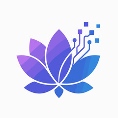 Poster - Gradient Flat Style Lotus Flower Digital Technology Connection Logo Icon