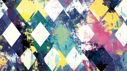 Aufkleber - Abstract geometric pattern with grunge texture and vibrant colors style