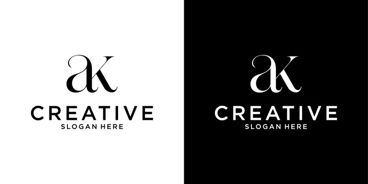 AK or KA initial letter logo design vector template
