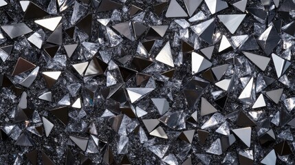 Aufkleber - Abstract composition featuring shiny metal triangles on a dark glittery surface