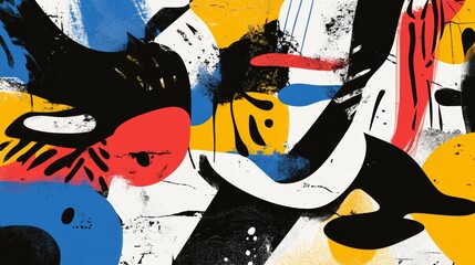Aufkleber - Dynamic vibrant shapes in abstract contemporary art illustration backdrop