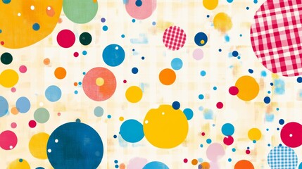 Aufkleber - Abstract artistic background with colorful circles and checkered pattern