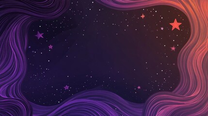 Poster - Mystical Gradient Galaxy Background with Starry Pattern and Wavy Lines