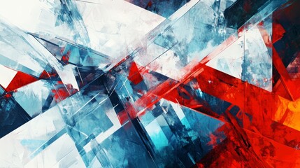 Aufkleber - Dynamic abstract composition with intersecting geometric shapes and bold colors