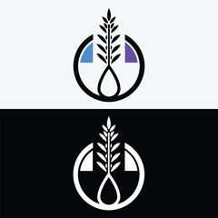 Poster - Abstract wheat stalk logo design with blue and purple accents isolated on white background