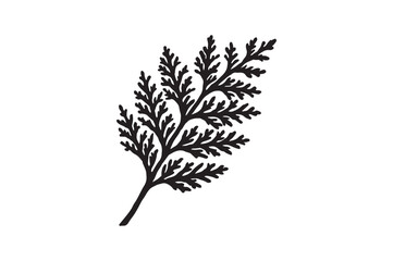 cedar branch icon silhouette vector art illustration on white background