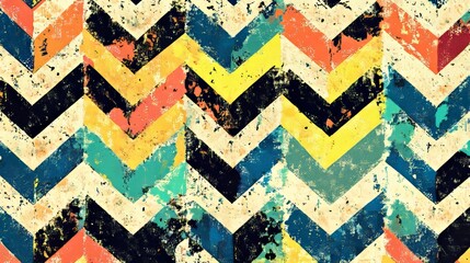 Aufkleber - Vibrant chevron pattern with textured effect, artistic and playful design, contemporary abstract art for unique backgrounds