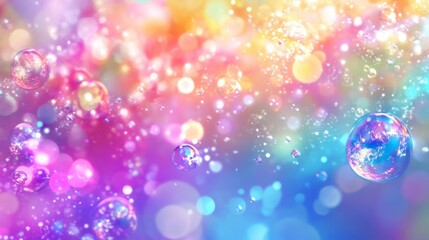 Poster - Abstract Colorful Bokeh Background with Bubbles and Sparkling Lights