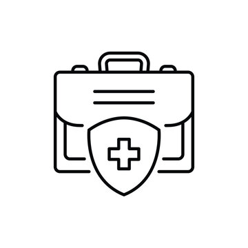 Medical insurance line icon. Health coverage sign. Protection policy symbol. Minimal line illustration background. Medical insurance line icon pattern banner. White web template concept. Vector