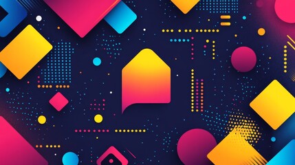 Aufkleber - Abstract geometric composition with vibrant colors and dynamic shapes