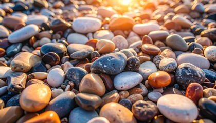 Aufkleber - Serene Riverbed, A Gradient of Smooth Stones in Harmonious Pattern