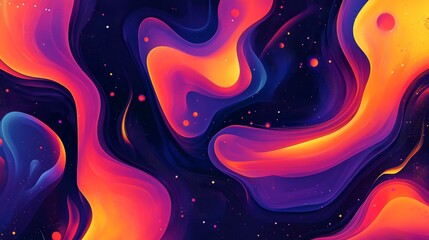 Aufkleber - Abstract Colorful Fluid Gradient Background with Vibrant Wavy Shapes