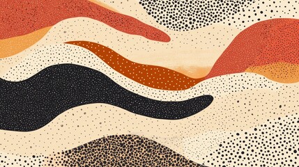 Aufkleber - Abstract painting with organic shapes and pointillism texture creating a visually intriguing and decorative design