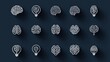 © Sarut - A collection of stylized brain icons and symbols conveying various aspects of cognition intelligence and the complex workings of the human mind