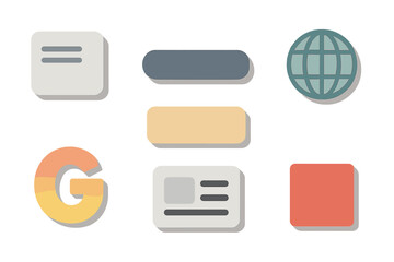 Poster - Modern digital icons in a flat design with varying shapes showcasing global connectivity and information