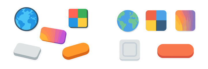 Aufkleber - Colorful icons representing technology and global connectivity displayed on a clean white background