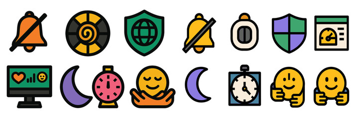 Poster - Colorful icons representing various digital features and tools for improved online experience and productivity