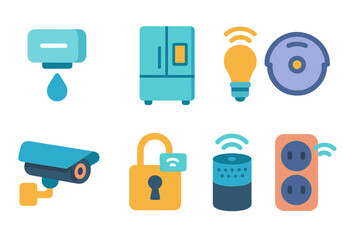 Poster - Smart home technology icons representing modern devices for convenience and security