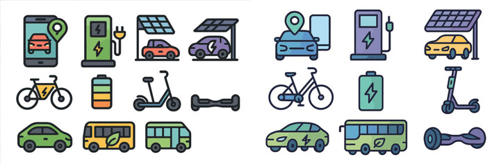 Poster - Vehicles and eco-friendly transportation icons showcasing modern mobility solutions