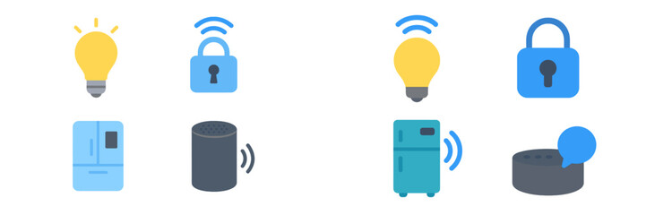 Poster - Smart home technology icons showcasing security and energy management devices at a modern residence